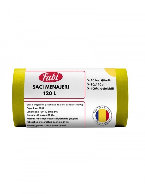 Fabi saci menaj 120L (10buc/rola), galbeni