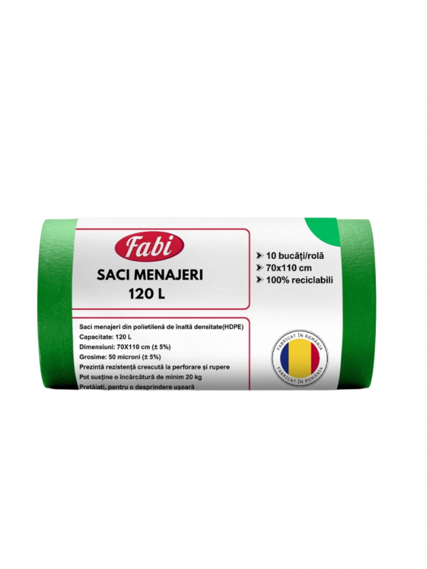 Fabi saci menaj 120L (10buc/rola), verzi