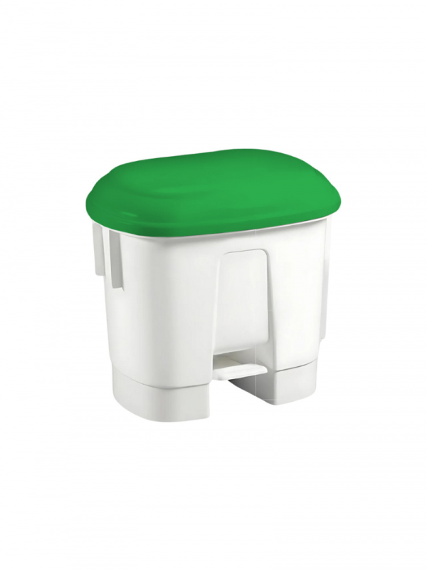 Cos de gunoi, Filmop, Sirius, 30 L, alb cu pedala si capac verde - 0000CO3034D