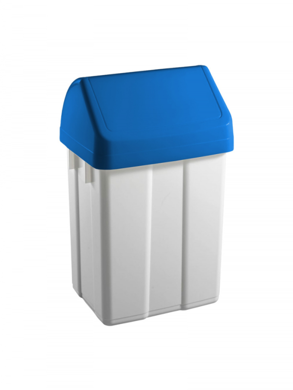 Cos de gunoi, Filmop, Patty, 12L, 20 x 25 x 40 cm, alb, cu capac batant albastru - 8162A