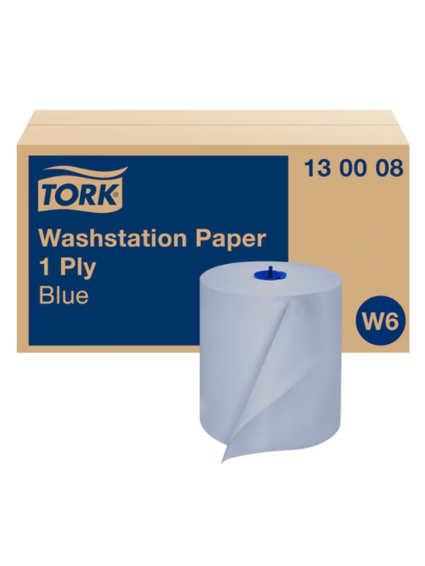 Prosoape de hartie, Tork, 1 strat, albastre, 250m/rolă (6 role/pachet), W6 – 130008