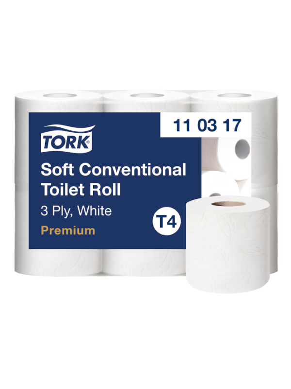  Hartie igienica Tork Soft premium T4 110317 Hartie igienica pentru bai si birouri Hartie igienica premium cu 3 straturi Thumbnail Thumbnail Thumbnail Descriere Oferiți confort oaspeților dumneavoastră cu hârtia igienică convențională Tork Soft,  creată p