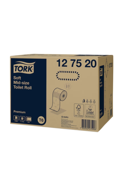 Hârtie igienică, Tork, Mid-size Premium D, albă, 2 straturi, 90 m/rolă (27 role/bax), T6 – 127520