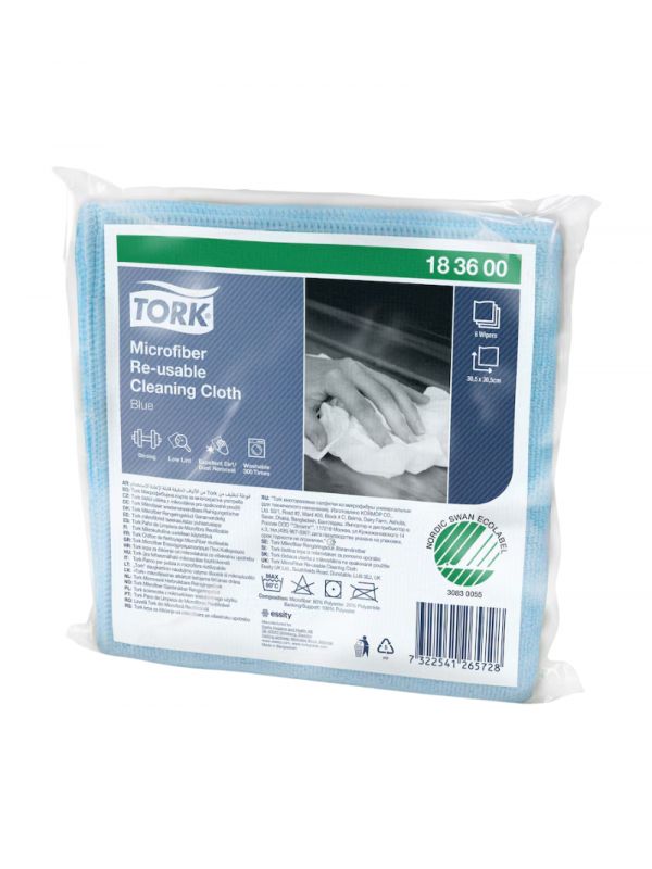 Lavete Tork din microfibra, reutilizabile, pentru curatare, albastre, 6 buc/set - 183600