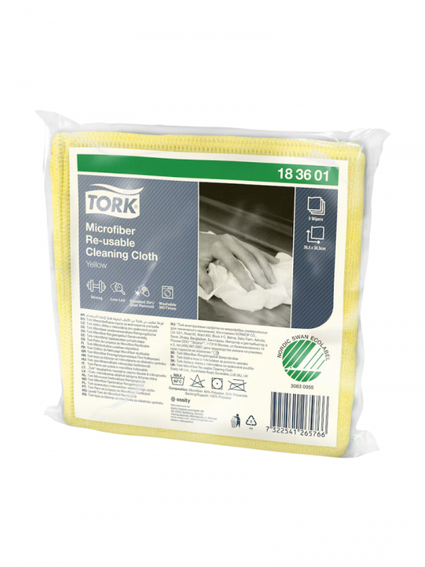 Lavete Tork din microfibra, reutilizabile, pentru curatare, galbene, 6 buc/set - 183601