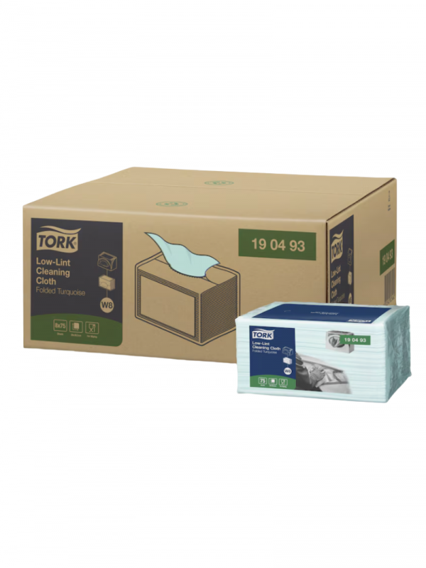 Lavete pentru Curatare Tork Low-Lint Turcoaz W8 38.5 x 30 cm (75 buc/pachet) - 190493
