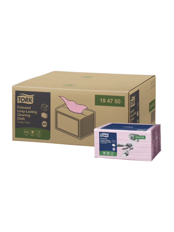 Lavete pentru curatare Tork Coloured Long-Lasting, rosii, 40 buc/set - 194750